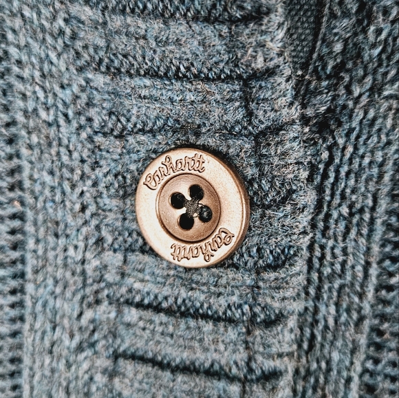 CARHARTT | button up high neck cable knit long sleeve sweater - Picture 3 of 8